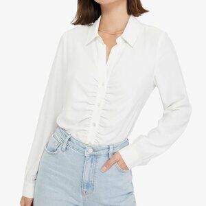 Sanctuary White Ruched-Front Shirt in - Size L - NWT in Original Package!